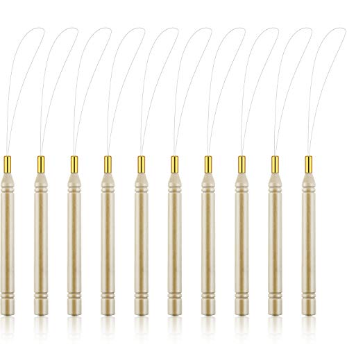 10 Pezzi Estensione dei Capelli in Legno Loop Aghi da Infila Tirando Gancio Strumento e Strumento Perline per Capelli o Piume Estensioni (Strumenti Cerchio)
