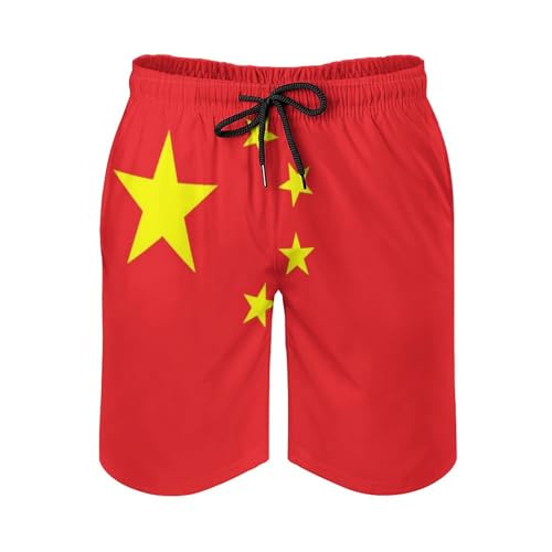 GONMFKM Bañador Corto con Estampado De Bandera De China para Hombre De Secado Rápido Informal con Forro De Malla Y Bolsillos Talla XS