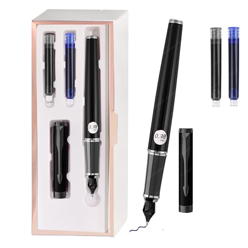 Image of FunBlast Fountain Pen for Students, Iridium Tip Nib Refillable Fountain Pen with 2 Refills, Kawaii Stationary Gift for Kids, Pen for Office, School Stationery Items for Kids