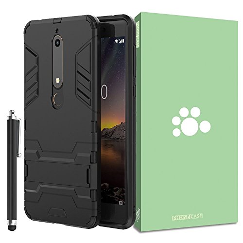 Nokia 6 2018 Case [Built-in Kickstand] [Shock Absorbing] Detachable 2 in 1 Hybrid Heavy Duty Armor Dual Layer Rugged Protective Hard Back Cover Case for Nokia 6 2018 TA-1054 TA-1045 5.5 