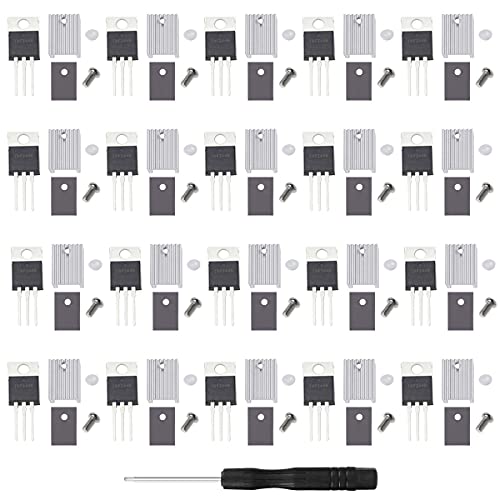 Daoki 20Pcs Irfz44N Mosfet Transistor 49A 55V Irfz44 N-Channel International Rectifier Power Transistor With 20Pcs Heatsink, Philips Screwdriver #TOP20