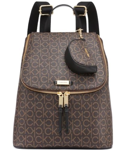 Calvin Klein Zulle Organizational Backpack, Brown/Khaki/Black, One Size