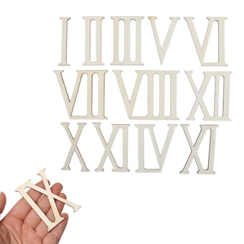 12 Pezzi di Forme di Numeri Romani in Legno, 7 Cm, Lettere in Legno Non Finite, Numeri, Ornamenti Per Orologio Fai da Te, Decorazioni, Arti E Mestieri