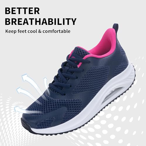 Image of SURRAY Women's Wide Width Walking Shoes - Plantar Fasciitis Arch Support Orthotic Sneakers, Comfortable Tennis Shoes for Casual Gym Workout US Size 6-11