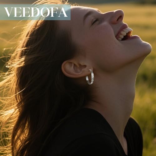 Twill Gold Silver Hoop Earrings for Women, Hypoallergenic 14K Gold Plated Hoops, Lightweight 925 Sterling Silver Post Big Earrings for Women Jewelry Gifts 30/40/50/60MM2