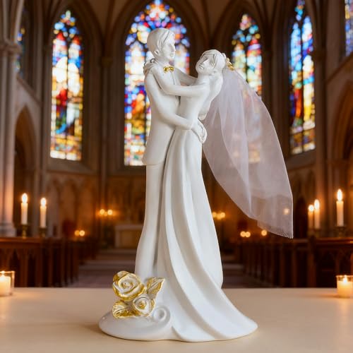 Estatua pareja de novios boda decorativa 7.28 pulgadas miniatura 2