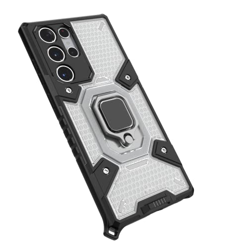 Image of zivite TPU Tough Armor Bumper Back Case Cover For Samsung Galaxy S22 Ultra|Ring Holder & Kickstand In-Built|360 Degree Protection Back Case Cover For Samsung Galaxy S22 Ultra (Transparent)