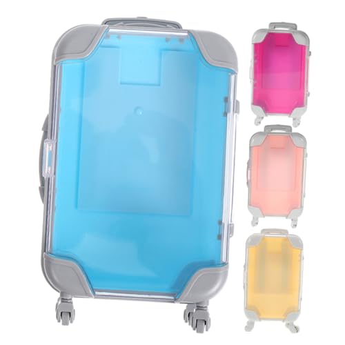 Cabilock 4 Piezas Organizador Maquillaje Portátil Transparente Cajas Mini Maletas con Ruedas Diseño Maletín Viaje para Mujer Niñas