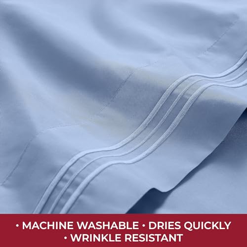Image of Mellanni RV Short Queen Sheets - 4 PC Iconic Collection Bedding | Hotel Luxury, Extra Soft, Cooling Bed Sheets - Deep Pocket up to 10 inch (RV /Short Queen, Sky Blue)