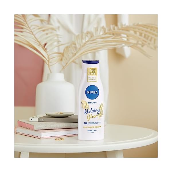 NIVEA Body Lotion Holiday Glow, Körperlotion für 48h Feuchtigkeit und ein natürliches Strahlen der Haut, Feuchtigkeitspflege mit Vitamin E und sanftem Bräunungseffekt (200 ml) – Bild 6