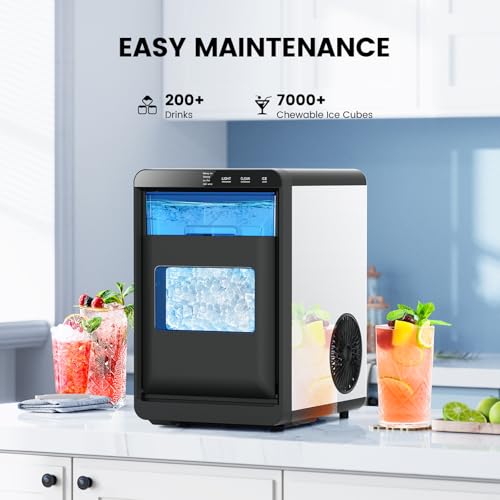 Image of Nugget Ice Makers Countertop, 44Lbs /24H Crushed Ice Maker & Chewable Pellet Ice Machine with Ice Scoop, Pellet Ice Makers with Removable Basket,Sonic Countertop Ice Machine for Home /Kitchen /Office