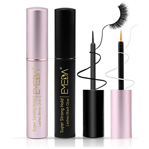 EMEDA Falsche Wimpern Klebe Superstarker Halt Klar Schwarzer Kleber Professioneller Latexfreier Wimpernkleber Wasserfester Wimpernkleber Bester Schwarzer Weißer Streifen Wimpernkleber Cover