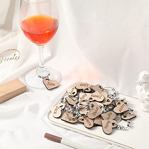 Chinco 30 Pieces Easter Wooden Wine Charms For Stem Glasses Heart Shaped Drink Marker Tags Funny Wine Themed Party Decorations Diy Wine Glass Charms With Pen For Wedding #TOP3