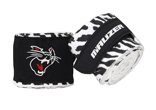 Image of Mexican-Style Boxing Hand Wraps - Breathable Stretch Cotton /Poly, 2 inch Wide with Hook & Loop, CAT Skin Graphic & Zeal to Win Slogan 2.5 Meter