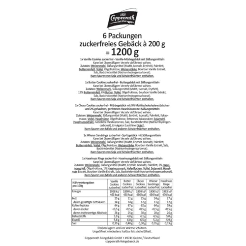 Coppenrath Tragetasche zuckerfreies Feinbäck (6 x 200 g) + Vivil Pfefferminz ohne Zucker 37 g