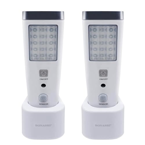 4-in-1 Motion Sensor Wall Night Light, Power Failure LED light, Emergency Flashlights, Rechargeable Torch, Plug in Power Outage Light, Perfect for Power Outages and Hurricanes, Bright White 2-Pack