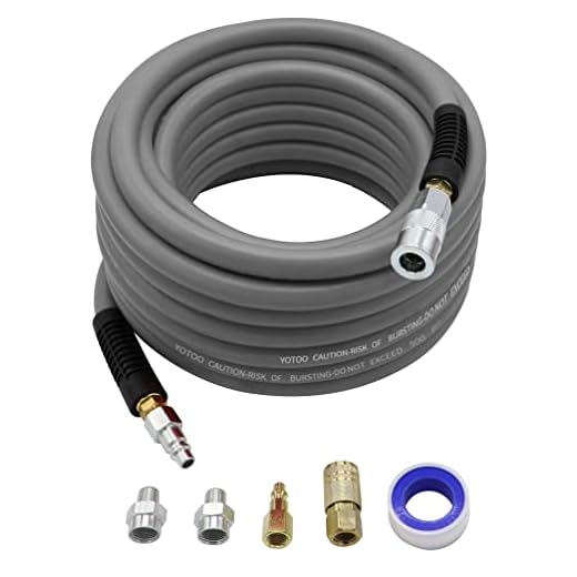YOTOO Hybrid Air Hose 1/2-Inch I.D. by 50-Feet Long 3/8 inch MNPT Solid Brass Fittings 300 PSI Heavy Duty, Lightweight, Kink Resistant with 3/8" and 1/4" Industrial Quick Coupler Connectors, Gray