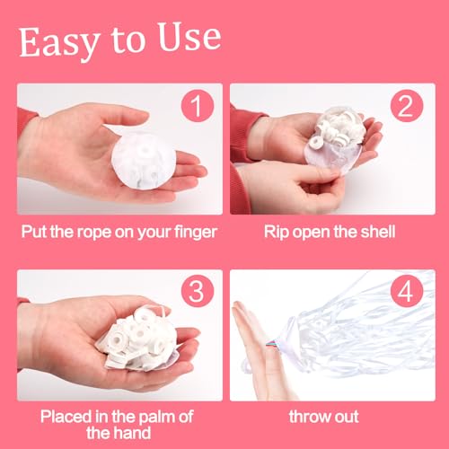 Image of Confetti Poppers, 20 Pack Plastic No Mess Streamers, Party Poppers for Birthday,Wedding,Celebrations,Graduation Party (White, 20 Pack)