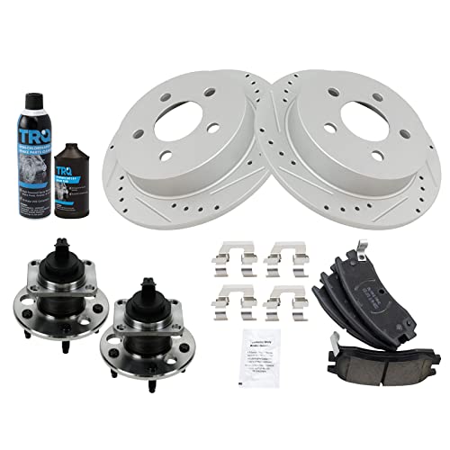 Image of TRQ Wheel Hub Ceramic Brake Pad Performance Rotor Kit Rear w /Chemicals