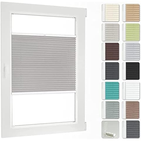 Rollmayer Plissee nach maß, Plissee zum Kleben, 14 Farben, 3 Profilfarben, Breite: 25cm-100cm, Plisseerollo Faltrollo Sichtschutz und Sonnenschutz für Fenster und Tür Cover