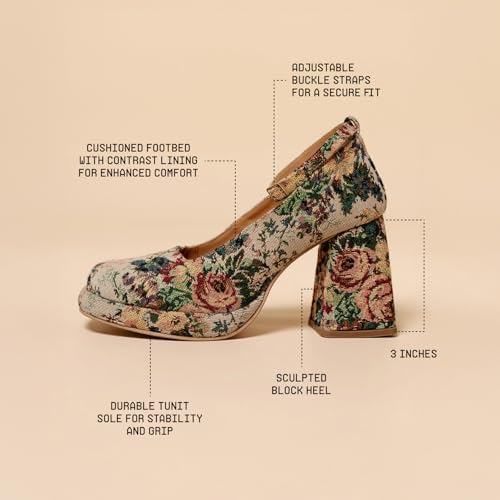 Image of Theater Women Floral Midtop Platform Heel Comfortable Shoes | Formal and Casual Fashion Heels