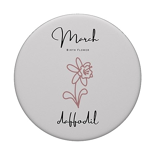 BIRTH FLOWER, MARCH DAFFODIL, GIRL'S, WOMEN'S AND MEN'S PopSockets Swappable PopGrip, Black - Image 3