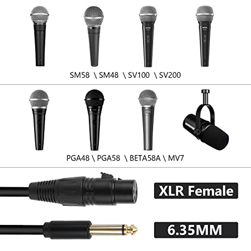 Geekria For Creators 6.35 Mm (1/4 Inch) To Xlr Female Microphone Cable 6.6 Ft / 200 Cm, Compatible With Shure Sm58, Sm57, Sm48, Sm7B, Mv7, Pga48, Pga58, Beta 58A Balanced Mic Cord (Black) #TOP2