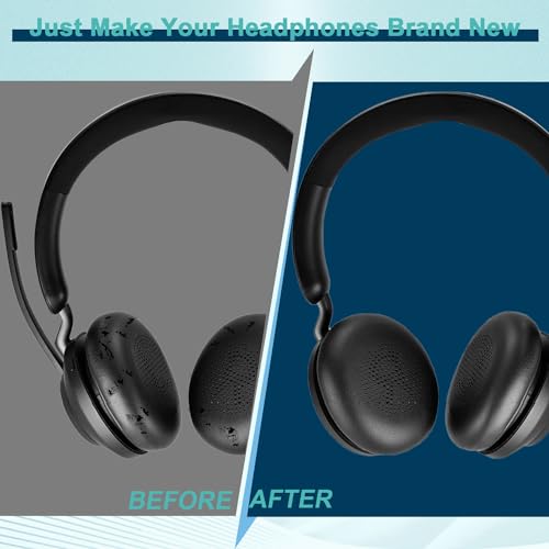 Almohadillas de repuesto para auriculares Jabra Evolve2 65 (65MS 65UC USB) / Evolve2 40 (40UC 40MS USB) / Elite 45h, cojines para orejas, fundas para auriculares (Negro) miniatura 6