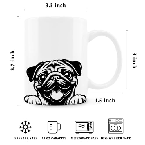Taza de cerámica con diseño Pug 11 onzas miniatura 2