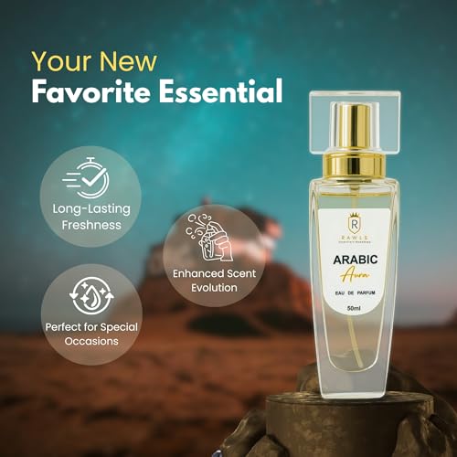 RAWLS Arabic Aura Perfume for Men & Women, 50ml | Pear, Jasmine, Vanilla & Cedarwood | Long-Lasting Eau de Parfum for All Skin Types