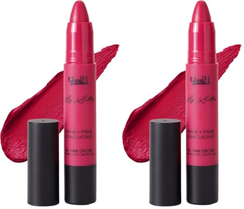 Image of Glam 21 Lip Sutra Non-Transfer Crayon Lipstick |Lightweight & Longlasting| Creamy and comfortable on lips -2.8 gm | Pink Orchid-04 (Pack of 2)