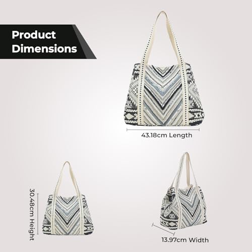 Image of Boho Girl Spacious and Stylish Handbag with Button Closure | Made of Cotton Material | For Daily and Office Use | Ladies Handbag Purse For Daily & Office Use | Double Shoulder Straps