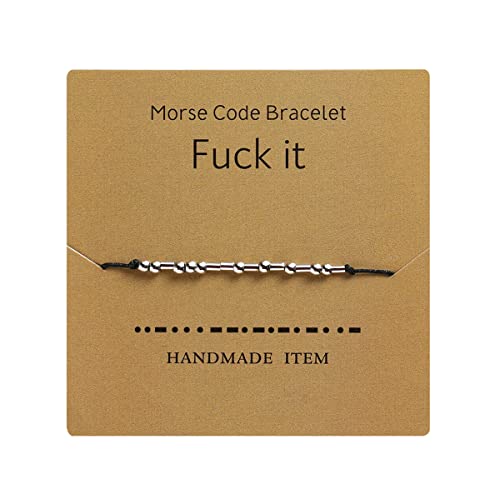 Morse Code Bracelets for Women, Silver Beads Adjustable Bracelet Inspirational Jewelry Gift