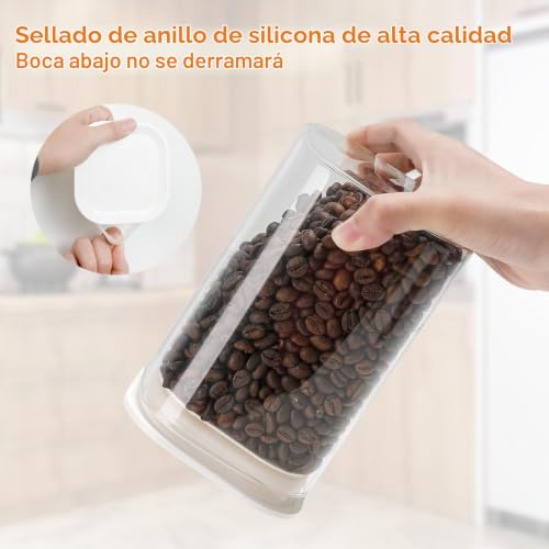 Tarros herméticos cuadrados VINATO de vidrio lavables para conservar alimentos secos 6