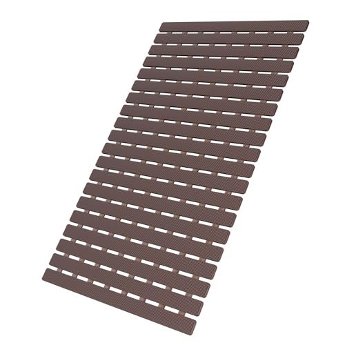 MBOSS Bath Tub Shower Mat Non Slip Bathtub Mats for Bathroom Shower Floor Mat Bath Mats for Shower Tub Anti Slip Shower Mat with Drain Hole and Large Suction Cups (Mocha, 27.5 X 15.7 Inch)