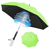Rechargeable Umbrella with Fan - 3-in-1 Handheld Cooling System, Build in Mist Spray, UV Protection, Full-Body Coverage for Beach, Golf, Festivals, and Outdoor Activities (Apple Green)