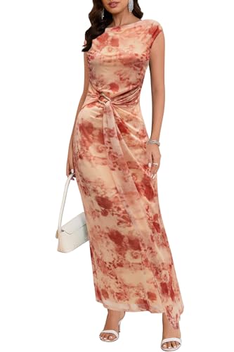 Image of Cocktail Dresses for Women 2026 Summer Formal Bodycon Cap Sleeve Dress Elegant Wedding Guest Party Long Maxi Dress