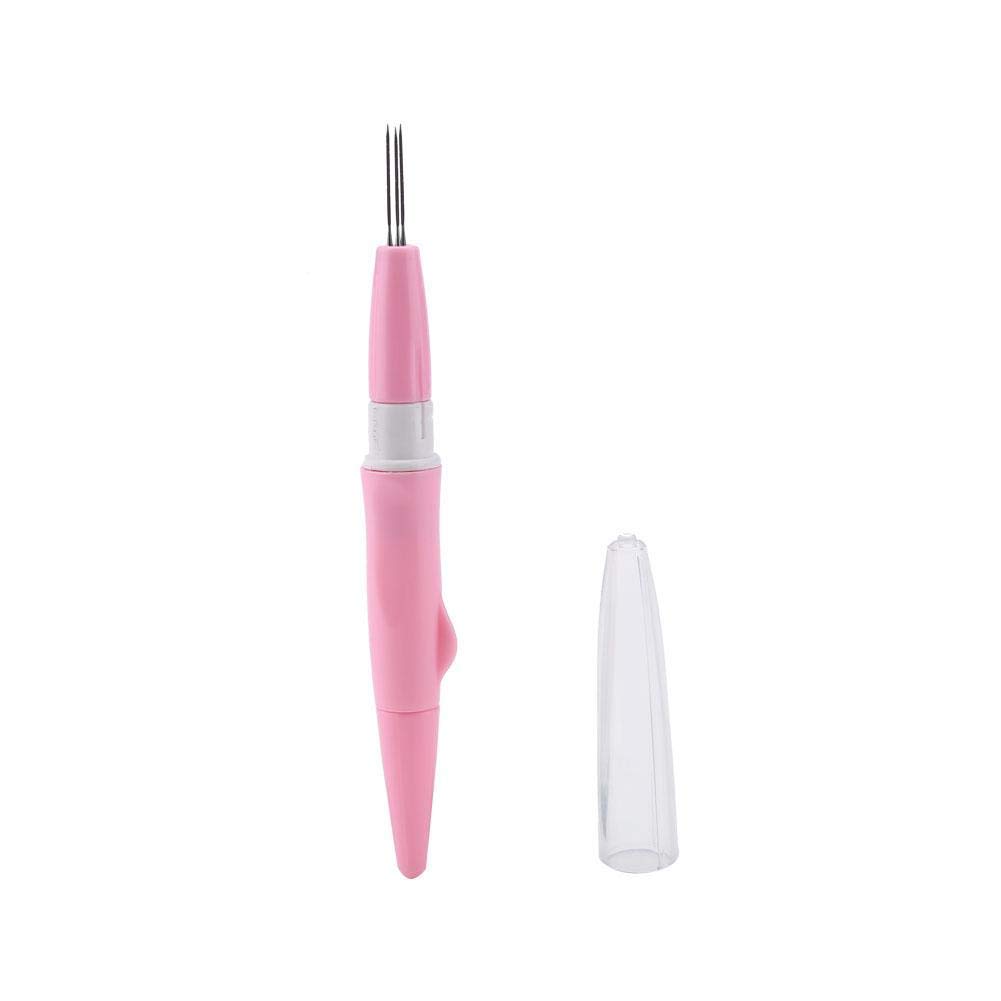 Pssopp Pink Embroidery Felting Needle Punch Pen Wool Felting Supplies Embroidery Pen With 3 Fine Needles Set Tool For Diy Craft (Pink)