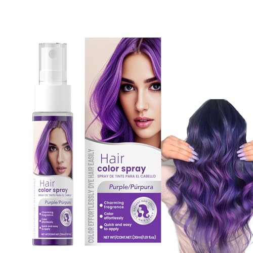 Lila Temporäres Haarspray | Crazy Purple Hair Color Waschbares Haarspray | Nicht schädliches Haar-Kreidespray | Verrücktes Lila Sofortfarbe Festival-Party Halloween Make-up | Tierversuchsfrei Vegan