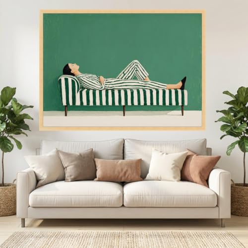 Art Mural Minimaliste Vert 60x80 - Impression Toile Peinture Huile - 4