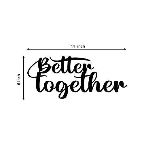 Image of eCraftIndia inchBetter Together Love Quote Black Engineered Wood Cutout Wall Art Decor - Perfect Wall Hanging for Bedroom Or Living Room - Ideal Gift for Couples, Engagements, Weddings, Valentine's Day