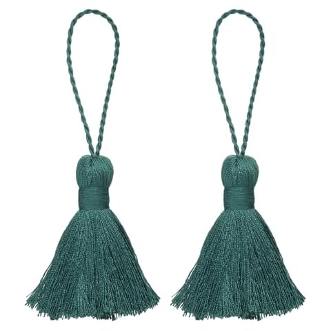 sourcing map Dark Green Bookmark Tassels Cover