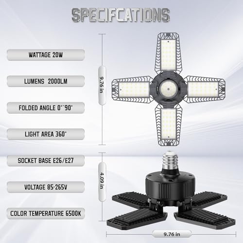 Éclairage Atelier LED Garage Ampoule Plafonnier Projecteur Cave Sous-sol Équivalent 120W