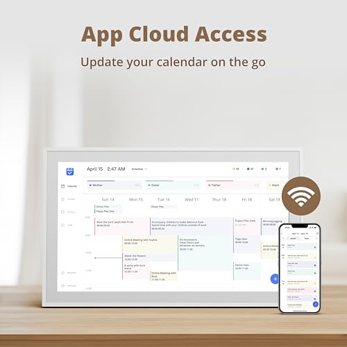 Dragon Touch 15.6" Digital Calendar Chore Chart – 1080P Full HD Interactive Touchscreen, Smart Family Planner, Hearth Display Digital Calendar Wall & Desk Mountable for Seamless Scheduling