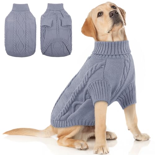 Image of Queenmore XXL Dog Sweater,Classic Knit Big Dog Christmas Sweater Turtleneck