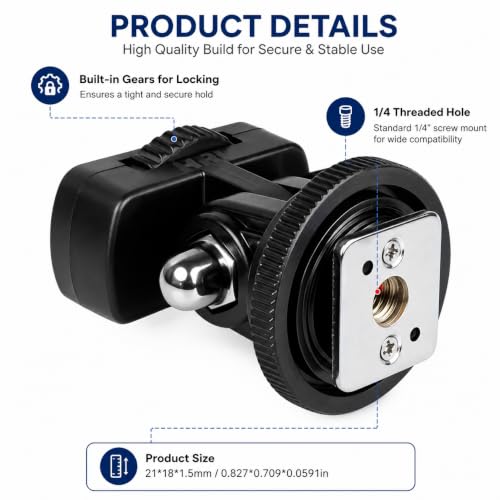 Image of 360 Rotating Smartphone Holder with Hot Shoe Mount & 1 /4 inch Thread