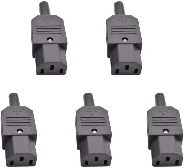5pcs 10pcs IEC 320 Cable Wire C13 C14 AC Plug Socket 10A 250V Black Rewireable Electrical 3 Pin Female Male Power Connector(5pcs C13 Female)