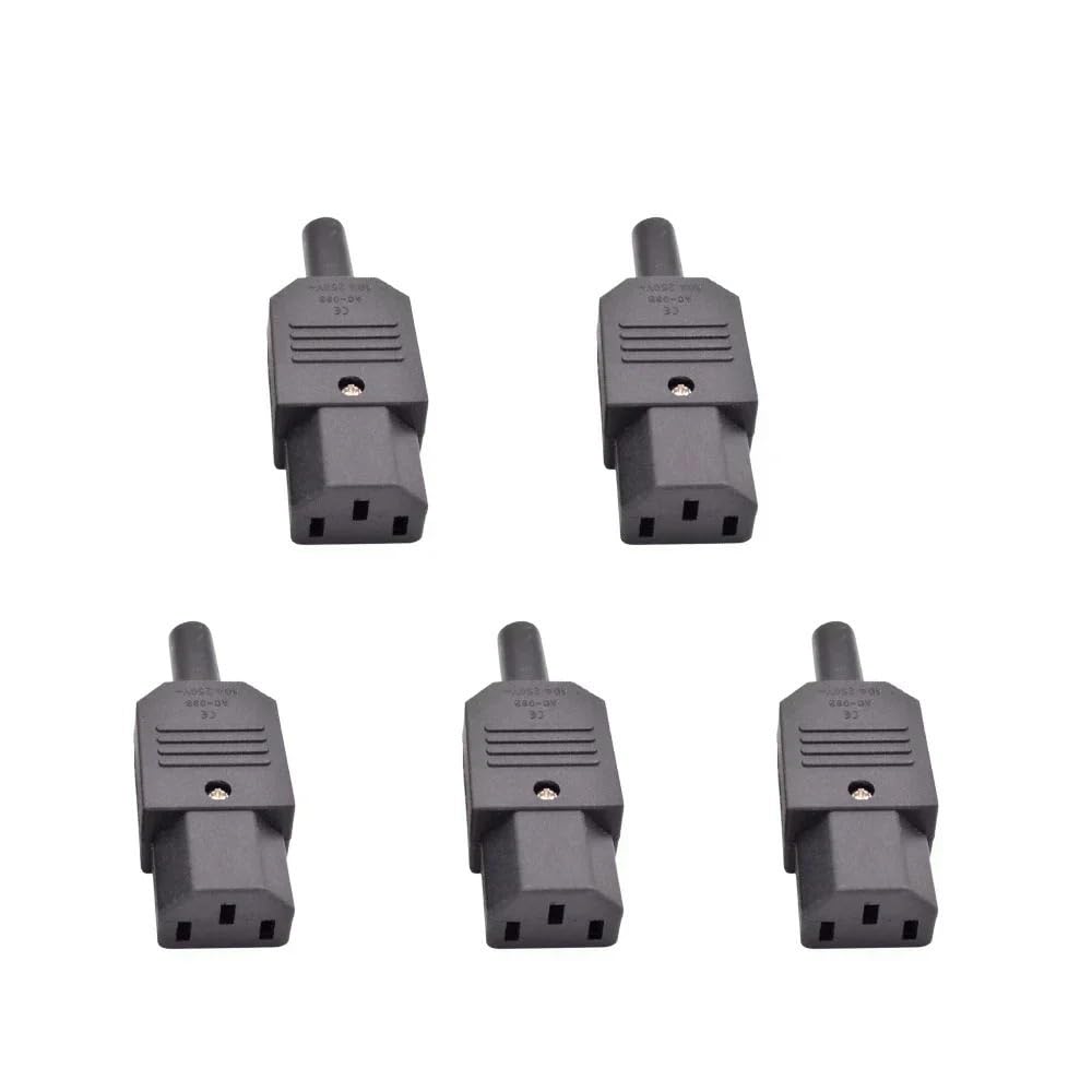 XMKT 5pcs 10pcs IEC 320 Cable Wire C13 C14 AC Plug Socket 10A 250V Black Rewireable Electrical 3 Pin Female Male Power Connector(5pcs C13 5pcs C14)