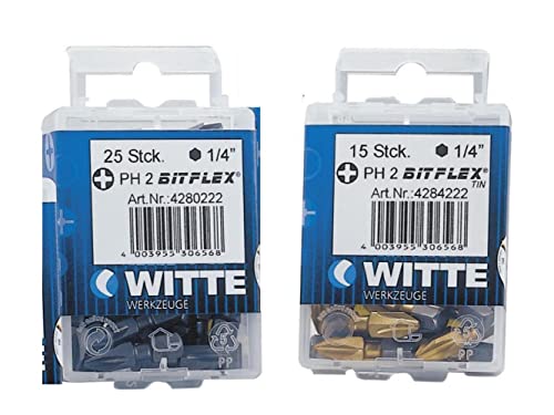 WITTE 4284229-5 Puntas en cajita de plástico Largo 25 mm (PH 2 BITFLEX TIN)