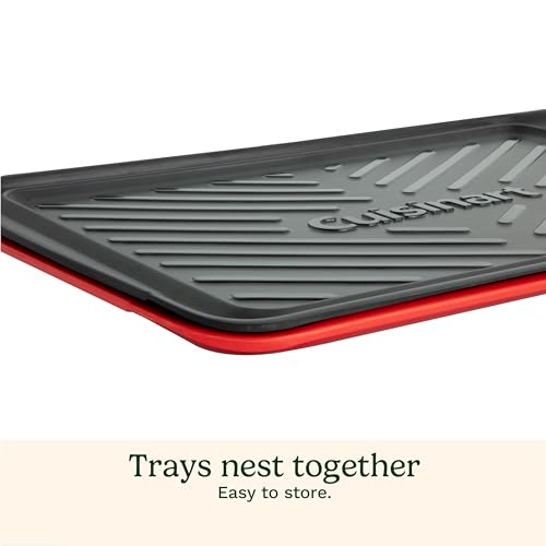 Cuisinart-Grilling-Prep-and-Serve-Trays-17x105-inch-BBQ-Safe-for-Food-Handling-2-Dishwasher-Safe-Nesting-Trays-Black-and-Red-Perfect-Grilling-Tray-for-Cooked-and-Raw-Meat-Fits-6-Burgers